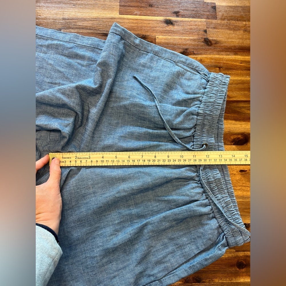 J. Crew Factory Chambray wide-leg drawstring pant Flowy loose cotton size 2 - Picture 8 of 13